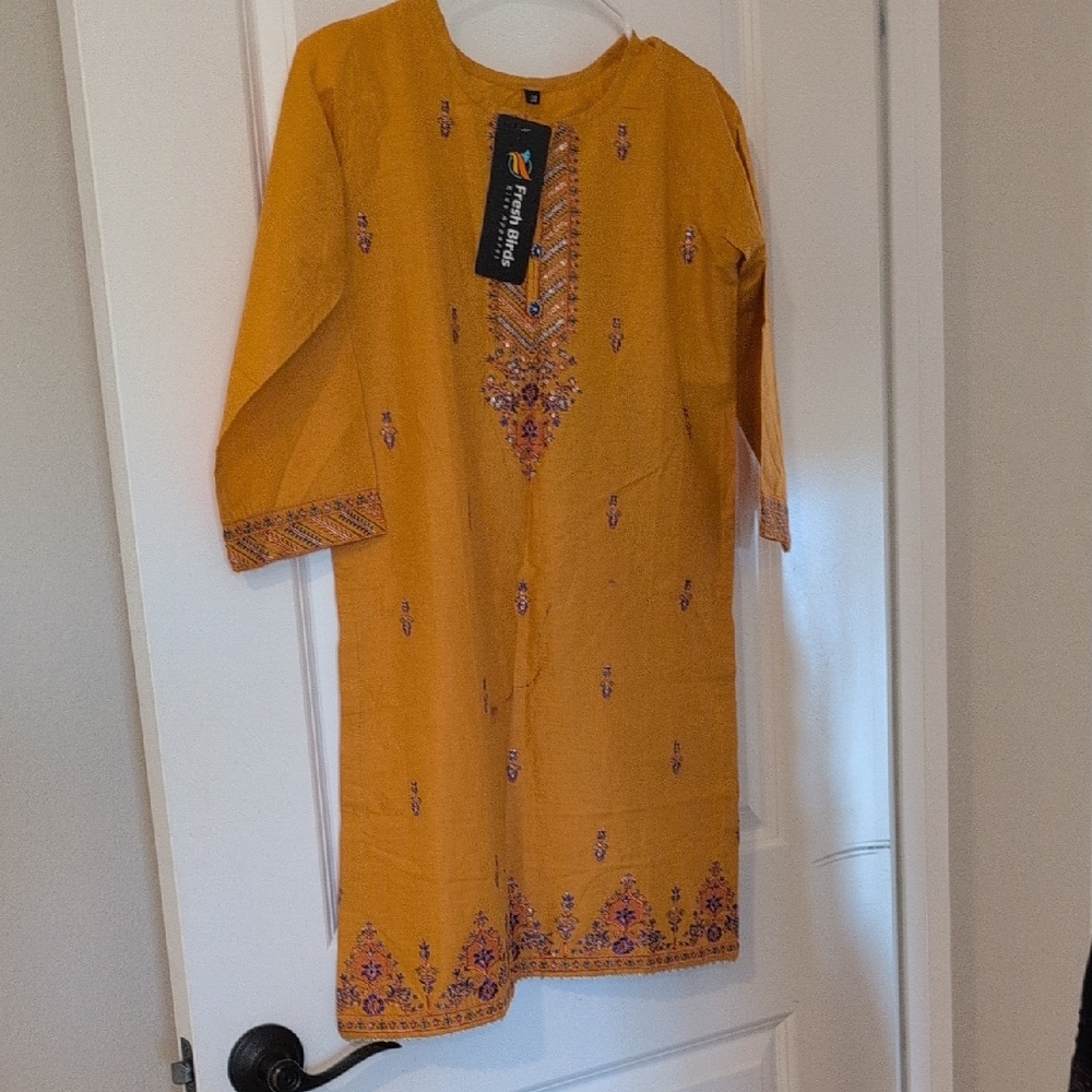 Yellow Embroidered Kurta